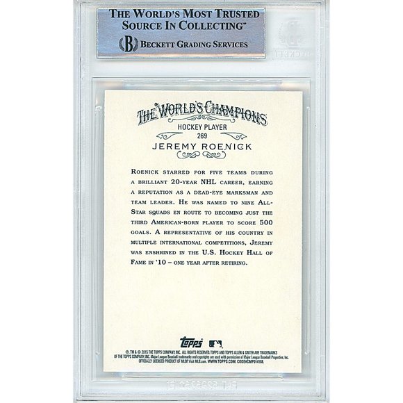 Jeremy Roenick Signed 2015 Topps Allen & Ginter Hockey Card Beckett Autograph - Picture 2 of 4